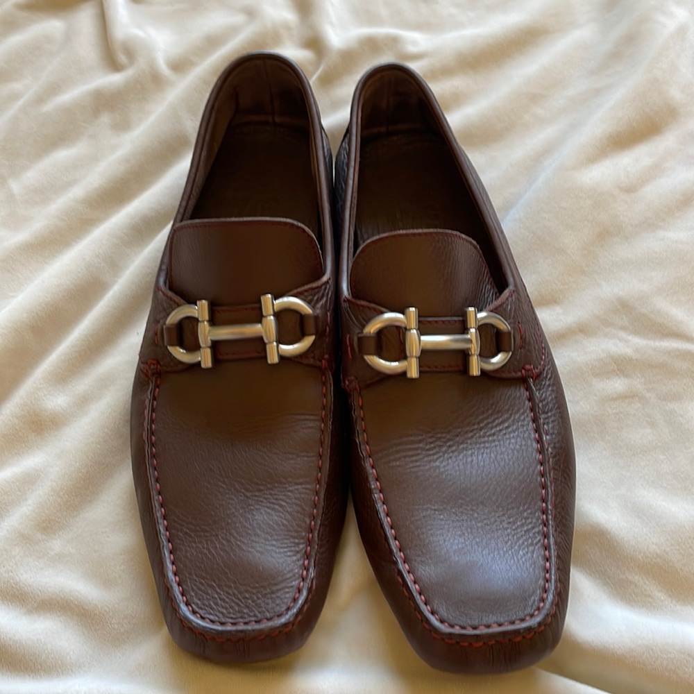 Mens Salvatore Ferragamo brown leather driving shoes EXCELLENT CONDITION
